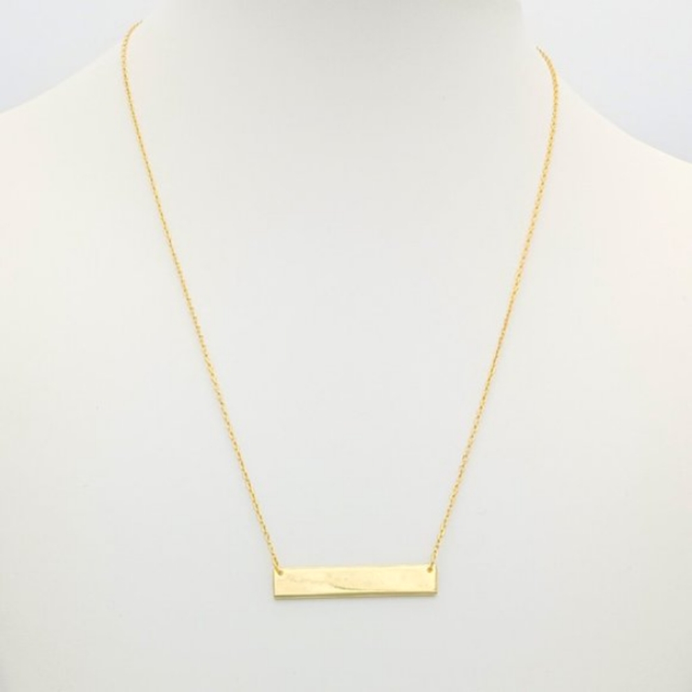925 Sterling Silver 24K Gold Plate Engravable Bar Name Necklace